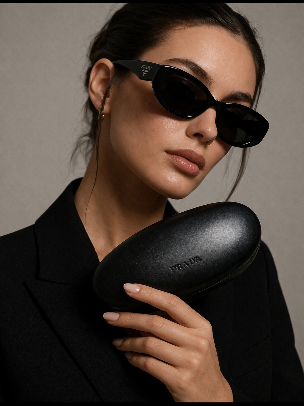✨ Prada Sunglasses Case – Classic Black Leather | Minimal Luxury Essential ✨